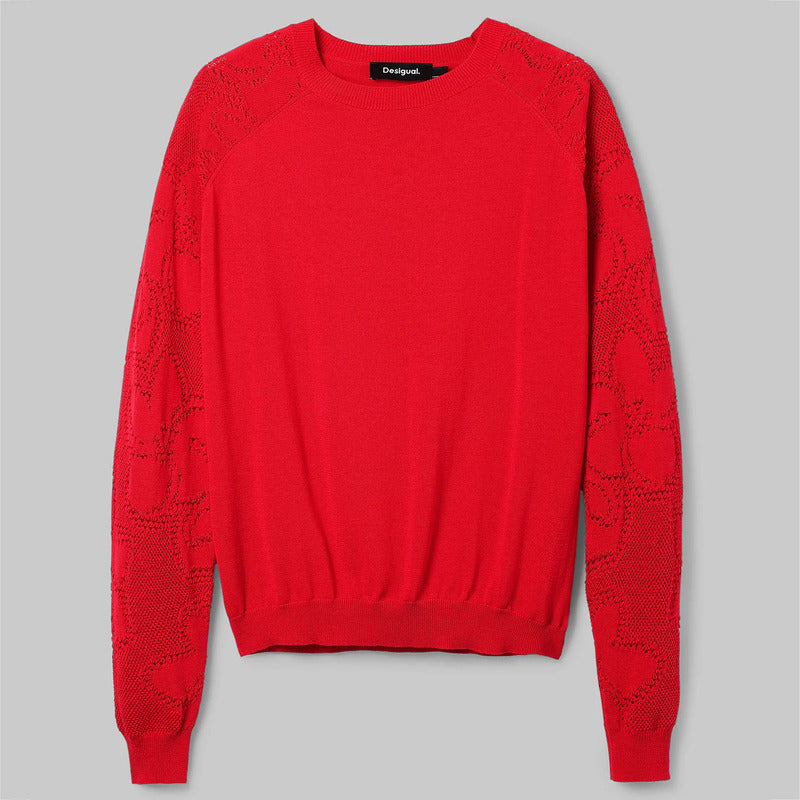 Suéter Holgado Para Mujer 24swjf09/ 3036 Marca Desigual® Rojo Lisa Xl