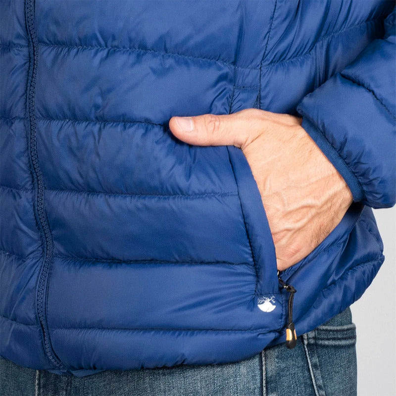 Chamarra De Pluma Ligera Packable Cw83-pol8666 Greenlander® Azul M Capitonado