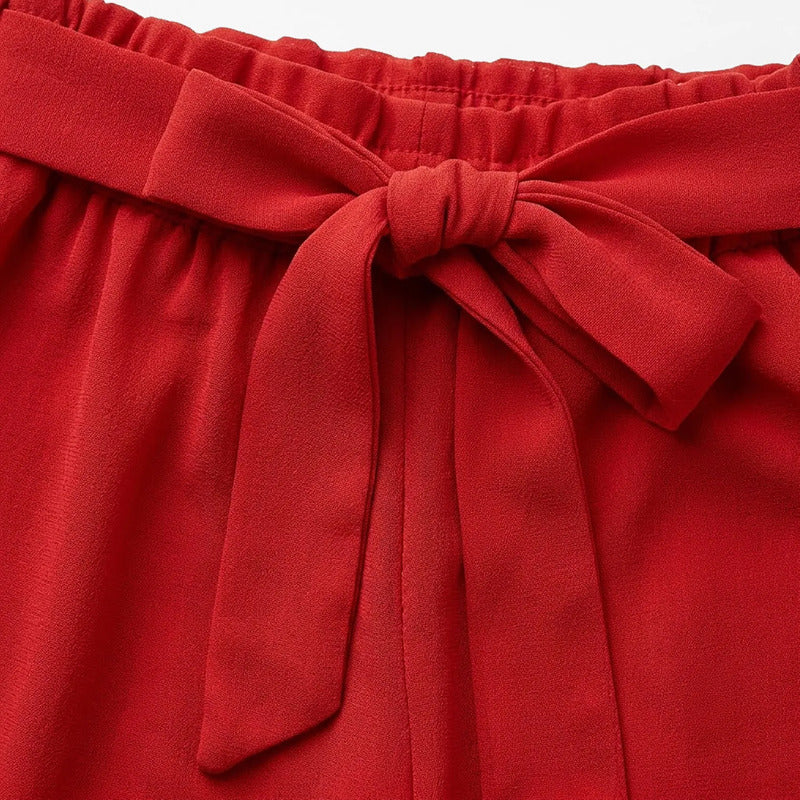 Pantalon Ancho Para Mujer Mod. Alfnsn Marca Sterling® Rojo Lisa M
