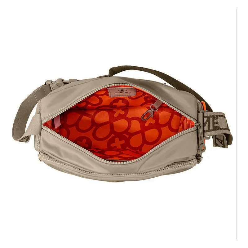 Bolso Crossbody Para Mujer Mod. Ji 2883 Marca Jaime Ibiza® Taupe Lisa Níquel