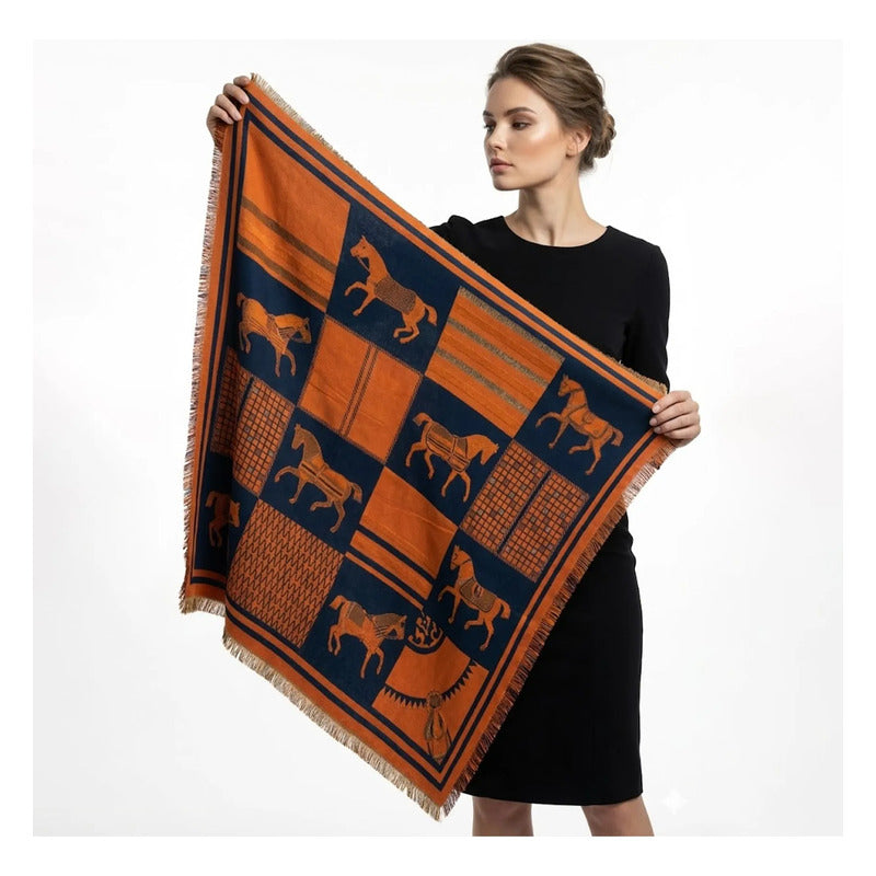 Chalina Chal Casual Suave Para Mujer 130x130cm Multiusos Multicolor Caballos Unitalla