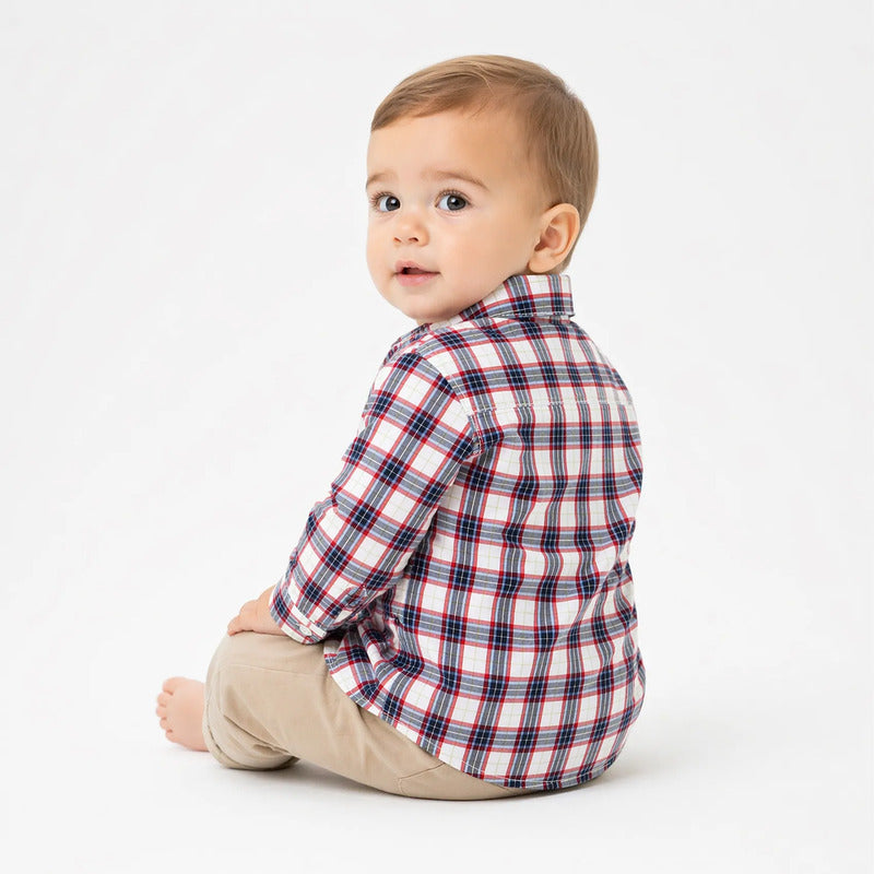 Camisa Casual Para Bebé Mod.2145 Marca Mayoral® Rojo Rayas 6 Meses