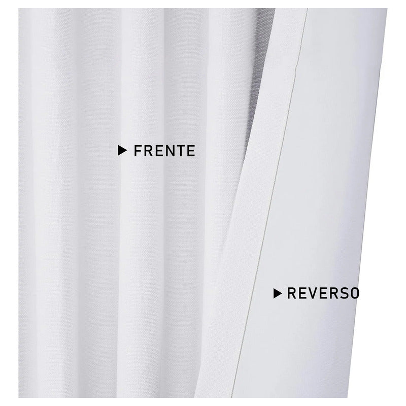 Cortina Blackout 2 Paneles Textura Lino Impermeable Luna® Blanco