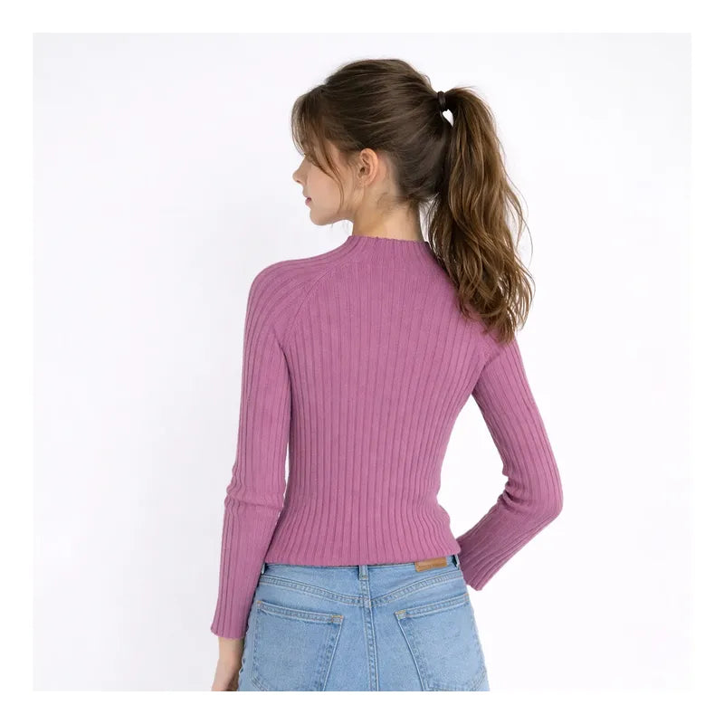 Blusa Cuello Alto Para Niña Mod.7001 Marca Mayoral® Malva Rayas 8 Años