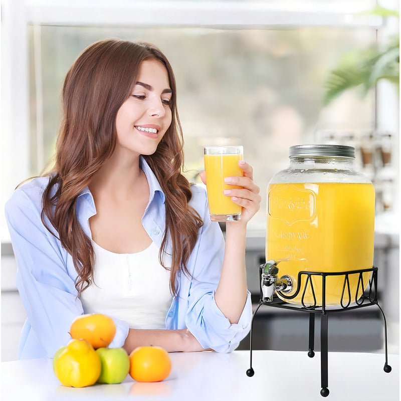 Garrafon De Vidrio Con Base Metal Top Choice 3.8 Litros Color Negro