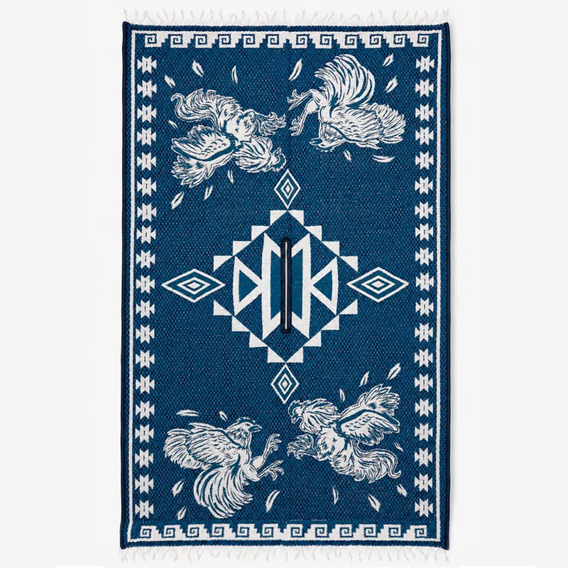 Jorongo Gaban Artesanal Mexicano Colores Azul Gallos Xg