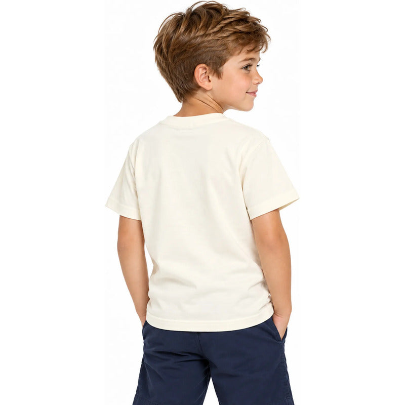 Playera Casual Ligera Para Niño Mod.3075 Marca Mayoral® Nata Futbol 5 Años Lisa