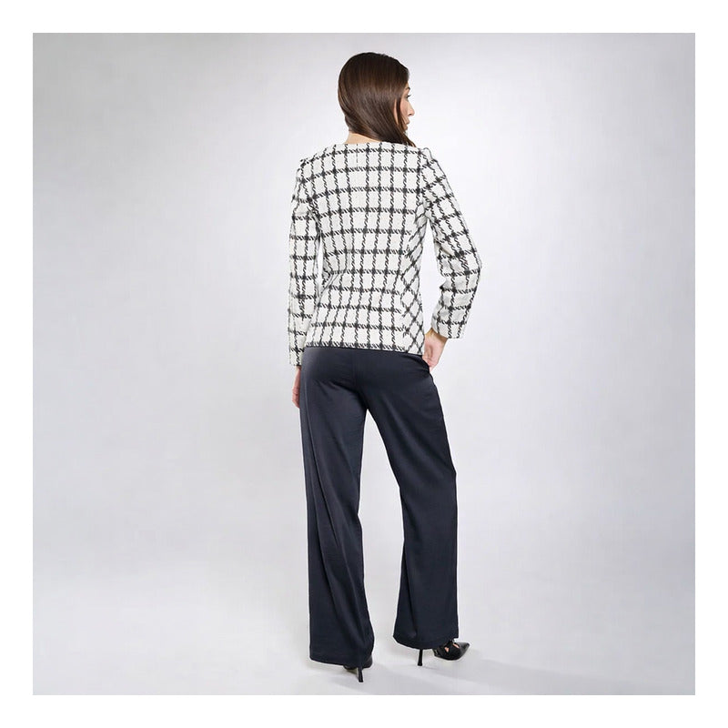 Chamarra Bouclé Houndstooth Para Dama Marca Vanity®