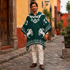 Jorongo Gaban Artesanal Mexicano Colores Caballos Herradura Verde Oscuro Caballos Herraduras Xg