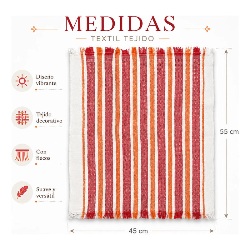 Servilleta De Cocina Multiusos Tejida 45 X 55cm Rojo Rayas