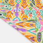 Mascada Ejecutiva De Satín Cuadrada Fina Para Mujer Multicolor Abstracto Tropical Unitalla
