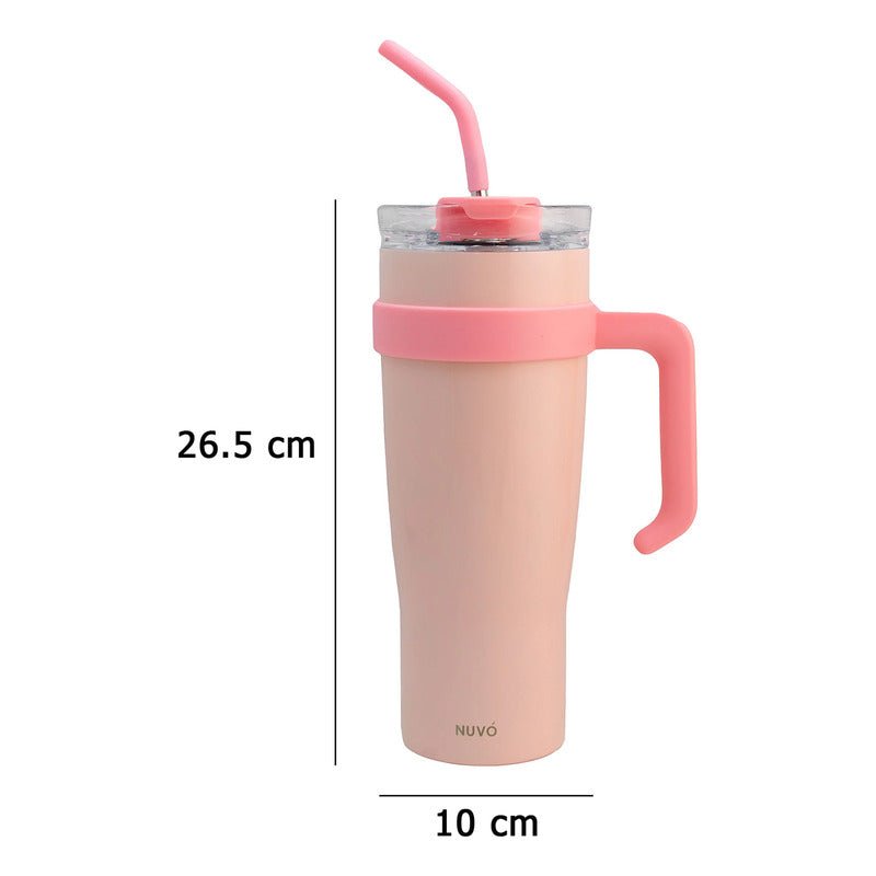 Termo Doble Pared Acero Inoxidable Con Asa/popote 1.2l Nuvó®