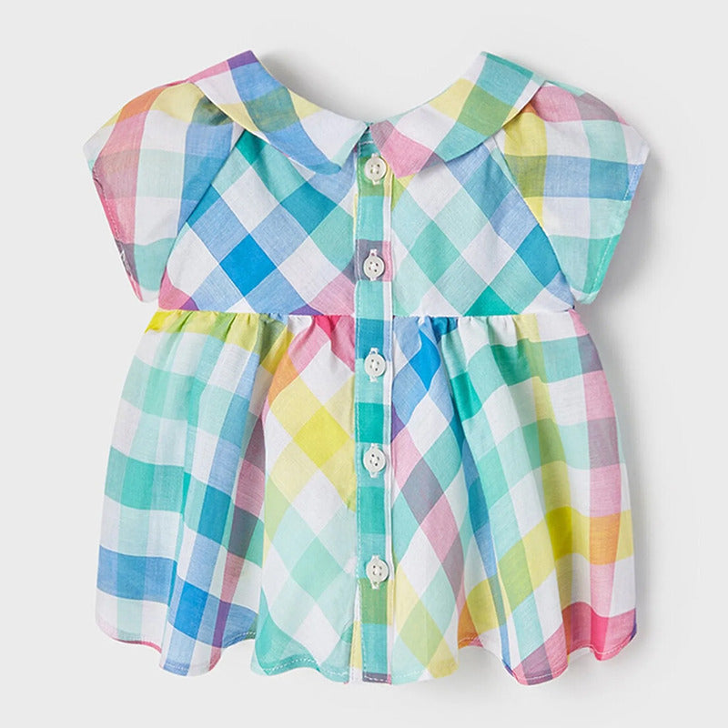 Blusa Casual Para Niña Mod.1187 Marca Mayoral® Aguamarina Geométrico 24 Meses