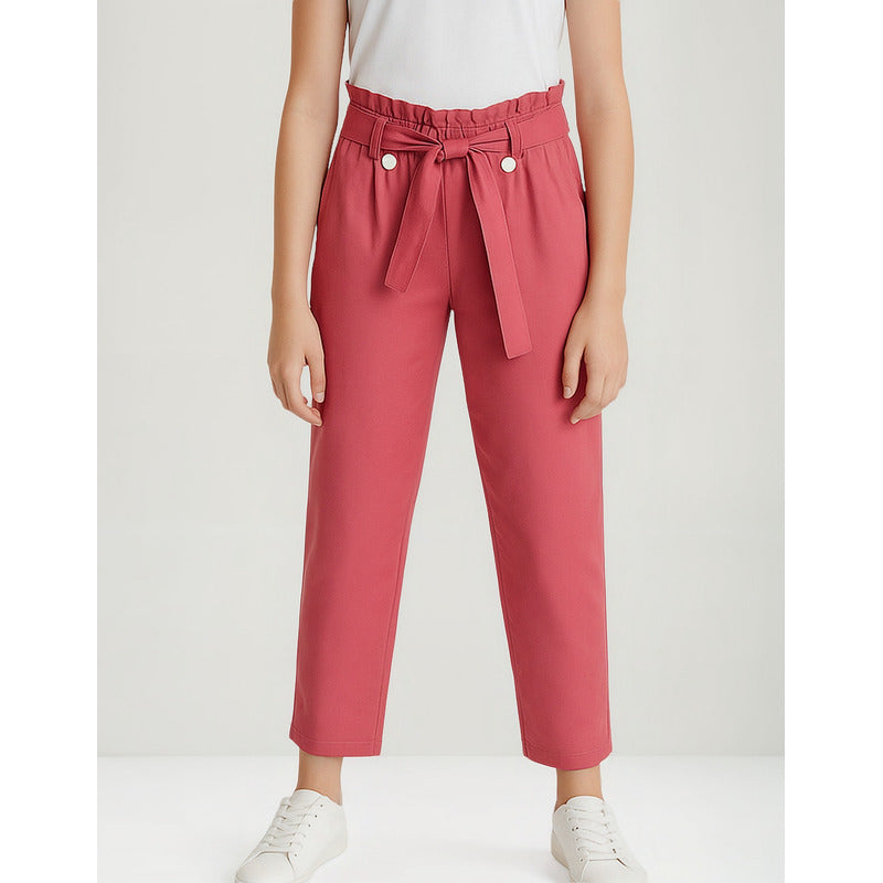 Pantalón Cropped Con Moño En Tencel Mod.6583 Marca Mayoral® Rosa Chicle Liso 18