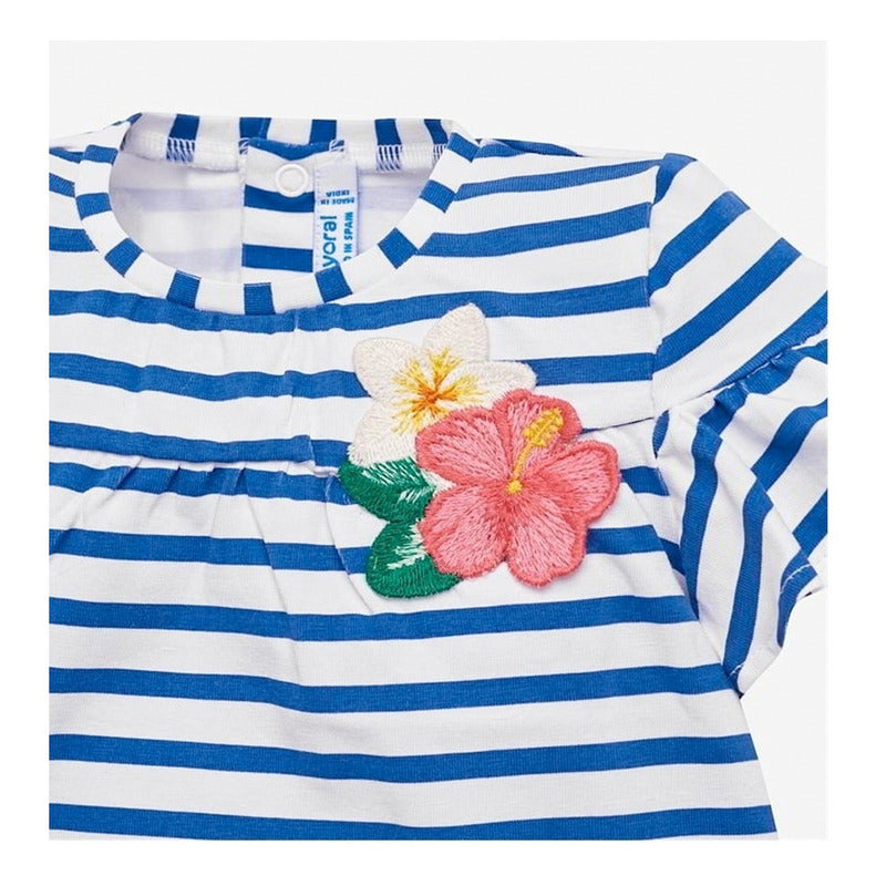 Vestido Cómodo Para Bebe Marca Mayoral® Azul Marino/rayas 12 M