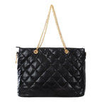 Bolso Satchel Para Dama Mod.2809 Marca Jaime Ibiza® Negro Rombos Oro Dorado