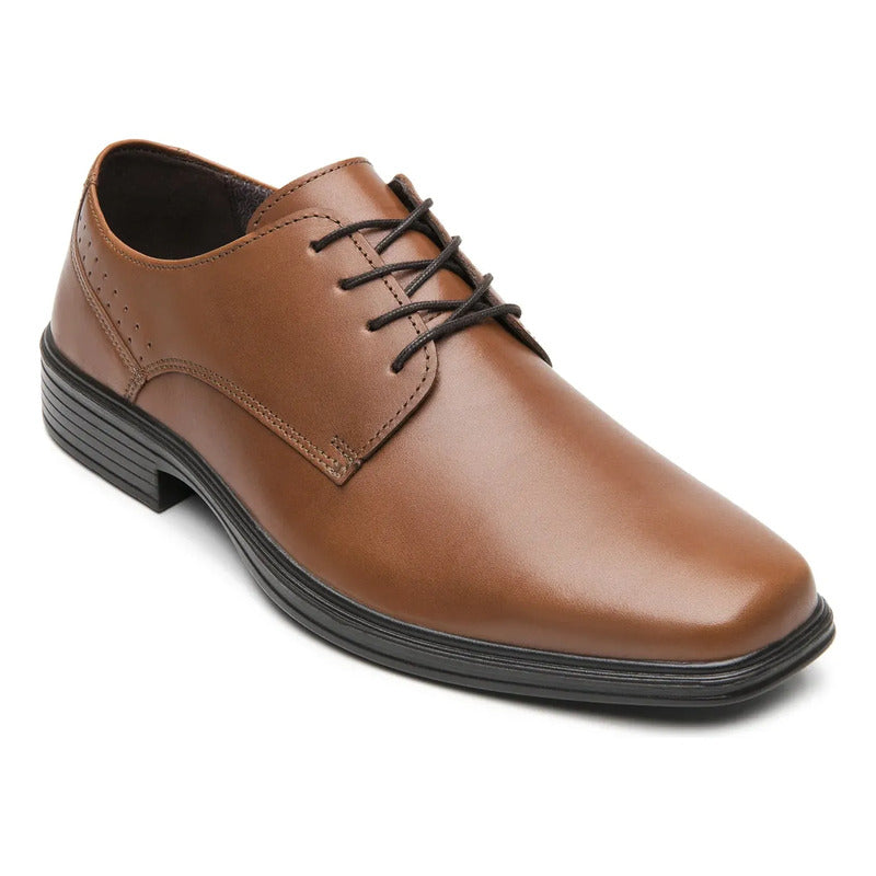 Zapato Derby Semivestir Para Hombre Mod.406401 Marca Flexi® Tan Lisa 25,5 Mx