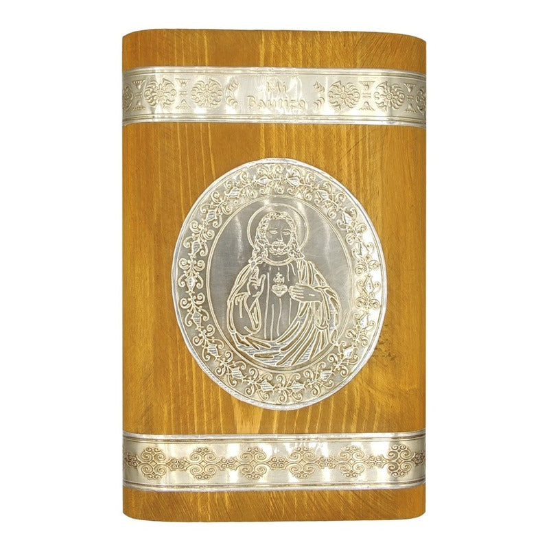 Set Para Bautizo Vela+concha+toalla+caja De Madera