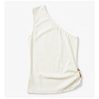 Blusa Asimétrica Para Mujer Mod.4384ll Marca Exotica® Hueso Lisa G
