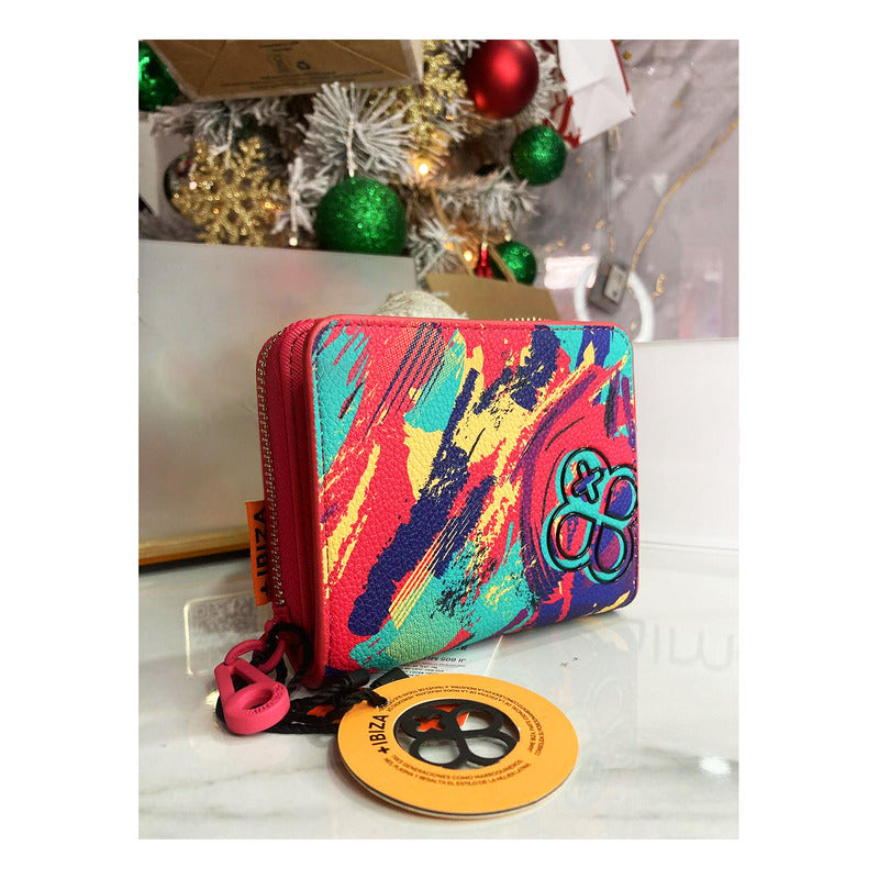 Cartera Juvenil Para Dama Mod. Ji 605 Marca Jaime Ibiza® Multicolor Abstracto