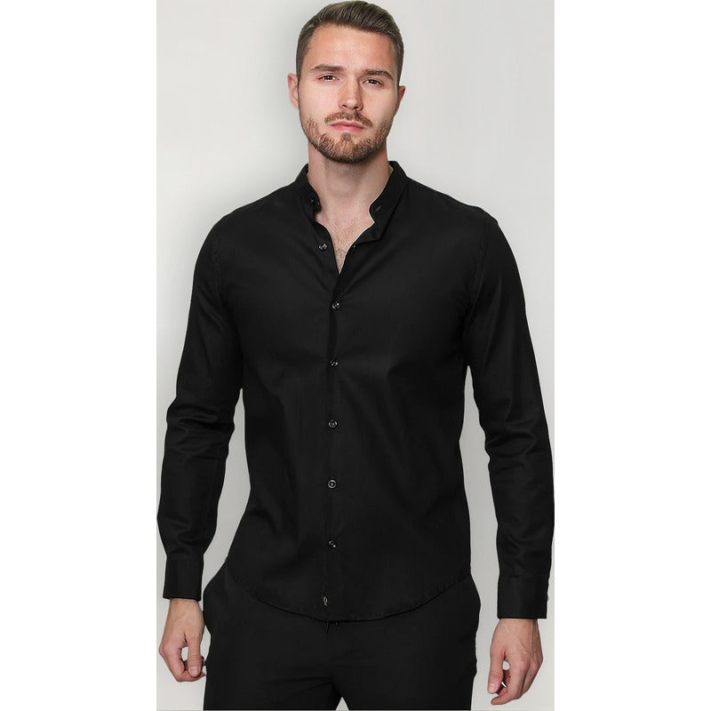 Camisa De Hombre Cuello Mao Mod.b31302 Marca Bobois®