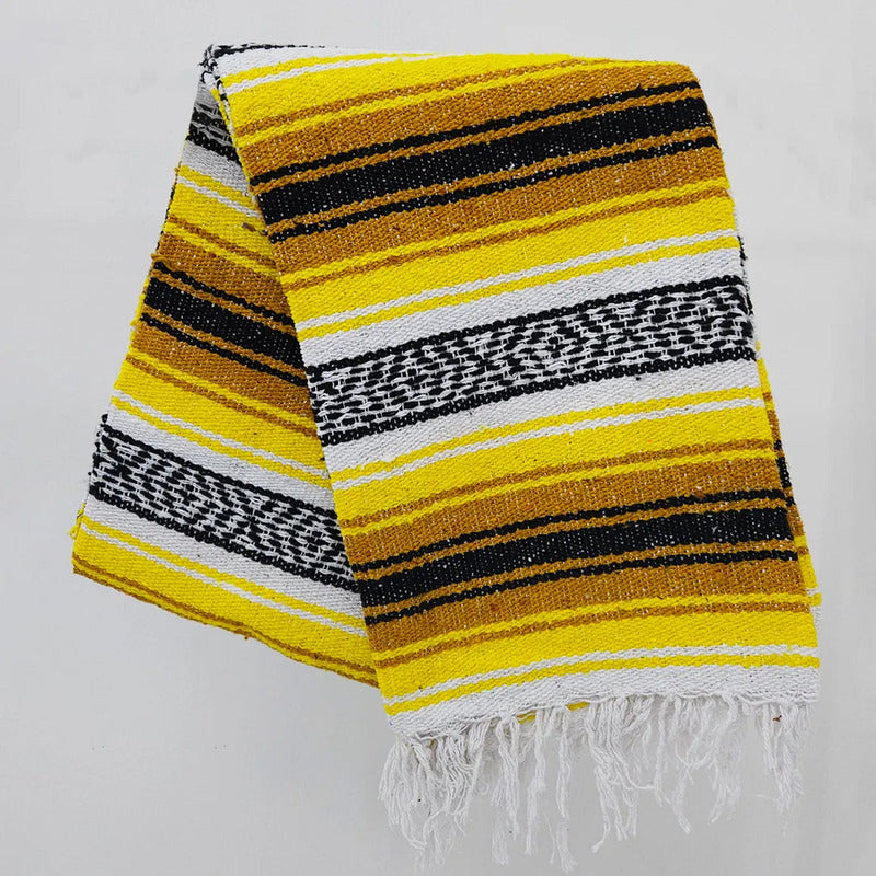 Falsa Artesanal 1.90m X 1.20m Cobija Multiusos Mexicana Geométrico 1 Kg Amarillo
