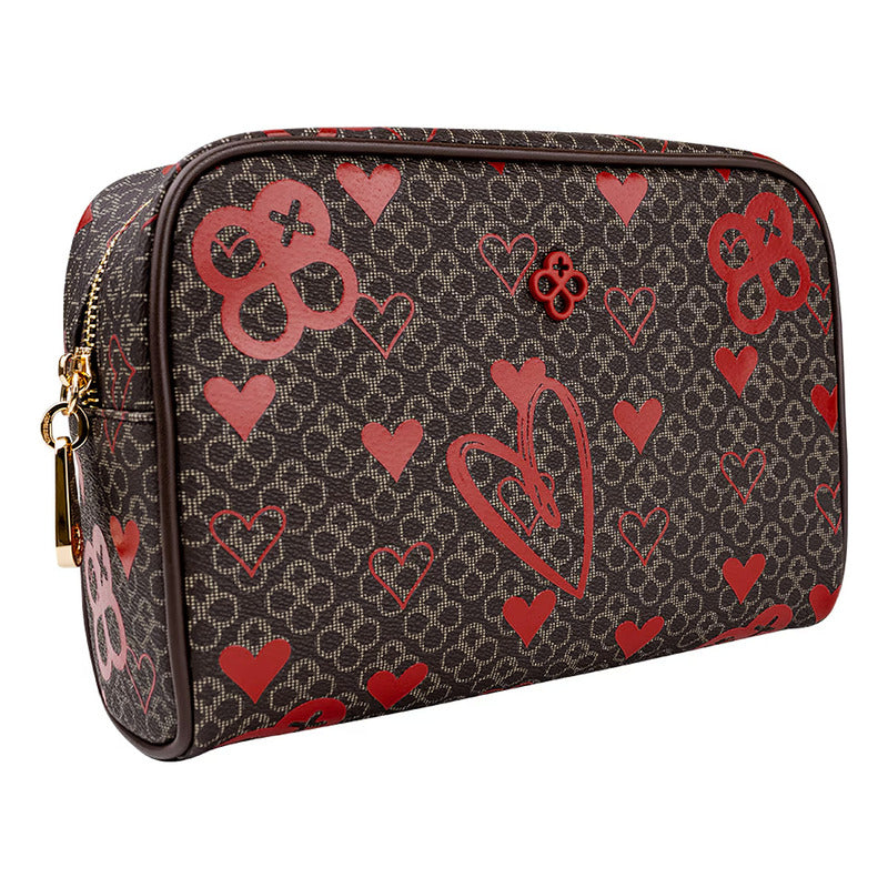 Cosmetiquera Pequeña Mod. Ji248 Marca Jaime Ibiza® Chocolate Corazones