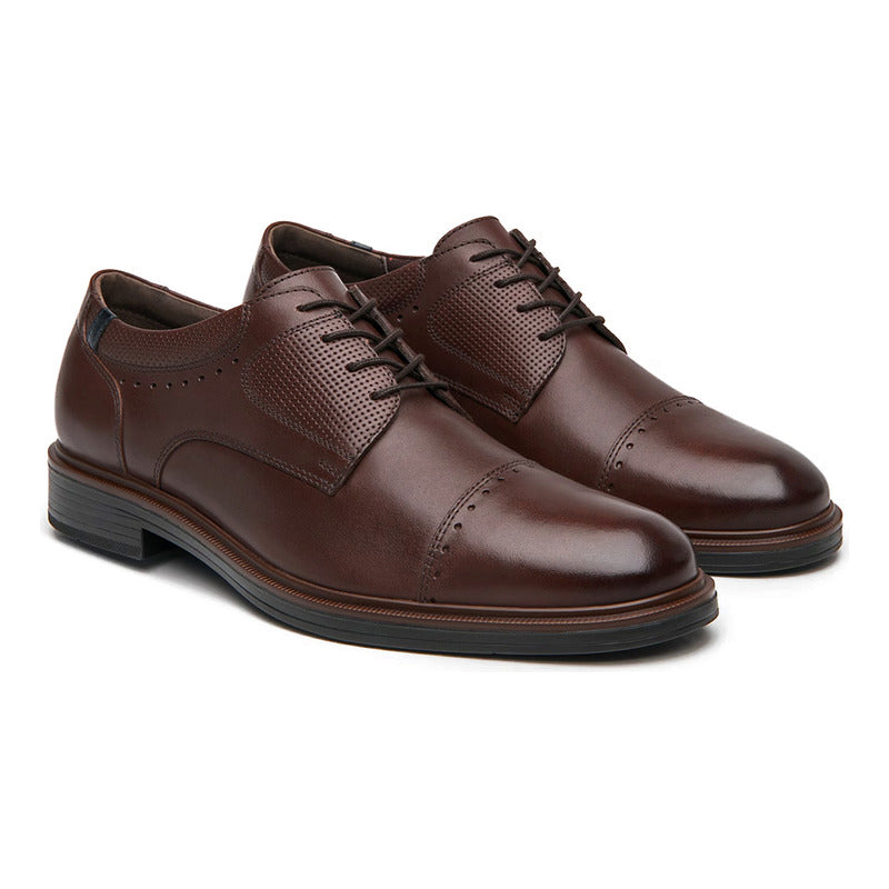 Zapato Derby Semivestir Para Hombre Mod. 400102 Marca Flexi® Marrón Oscuro Lisa 26 Mx