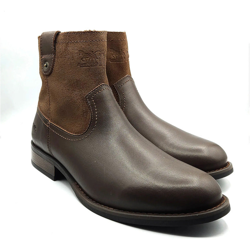 Bota Elegante De Piel Para Caballero M.l2126531 Marca Levís® Marrón Liso 27 Mx