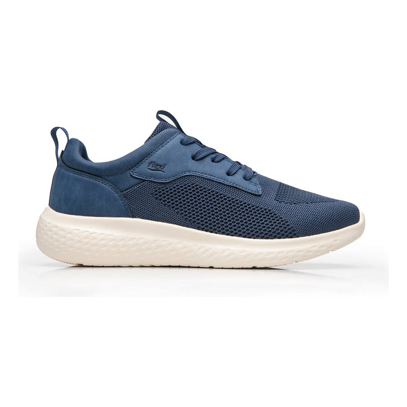 Tenis Para Correr De Hombre Mod.415505 Marca Flexi® Azul Marino Tejido 26.5 Mx