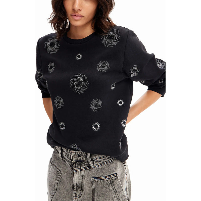 Suéter Casual Para Mujer 23wwsk32/2000 Marca Desigual® Negro Geométrico Xs