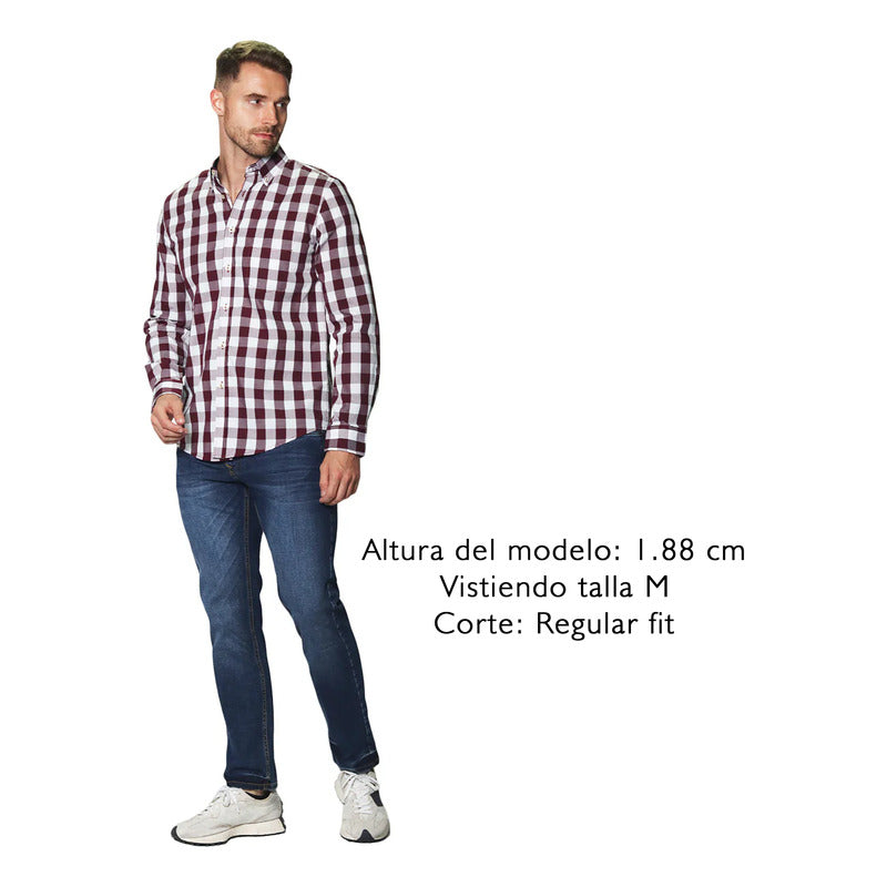 Camisa Cuadros Para Hombre Manga Larga Mod. B45205 Bobois®