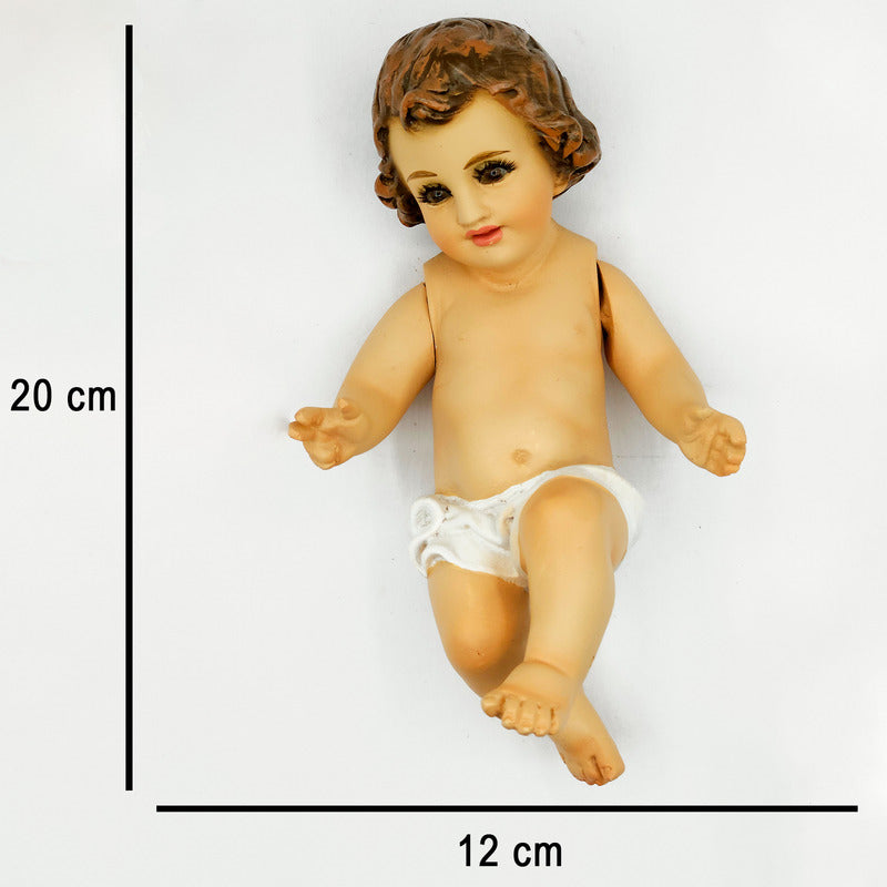 Imagen Religiosa De Resina Niño Dios 20cm Multicolor