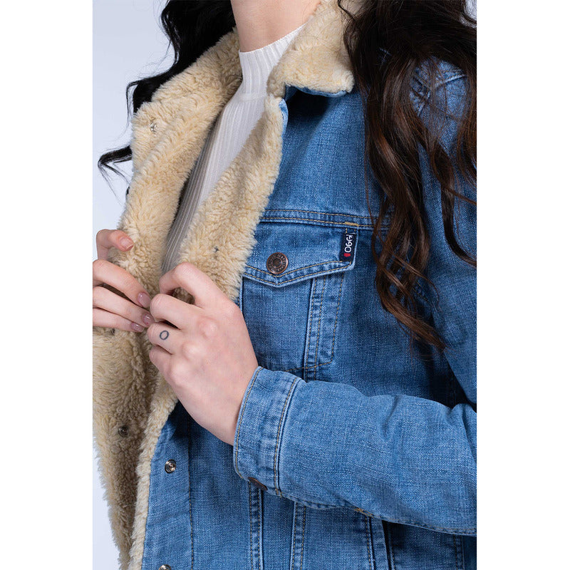 Chamarra Borrega De Mezclilla Para Mujer Marca Oggi®