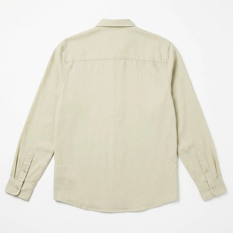 Camisa Lino Regular Fit Para Hombre Mod. Le2601 Roosevelt® Beige Lisa G