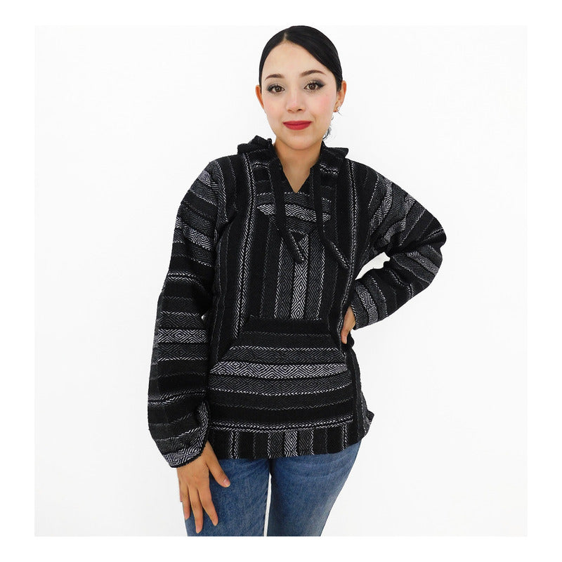 Suéter Poncho Canguro Artesanal Hoodie Acrilico Colores