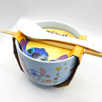 Tazón Ramen De Cerámica + Cubiertos Stitch 600ml Fun Kids® Azul Claro
