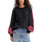 Sudadera Mangas Bordadas Para Mujer 24swsk29/2000 Desigual® Xl Negro Bordado