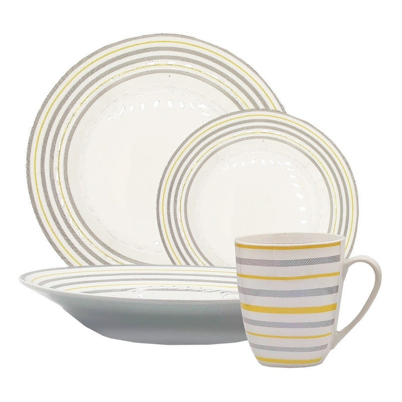 Vajilla De Porcelana 16 Piezas Diseño Clásico 4 Personas Blanco