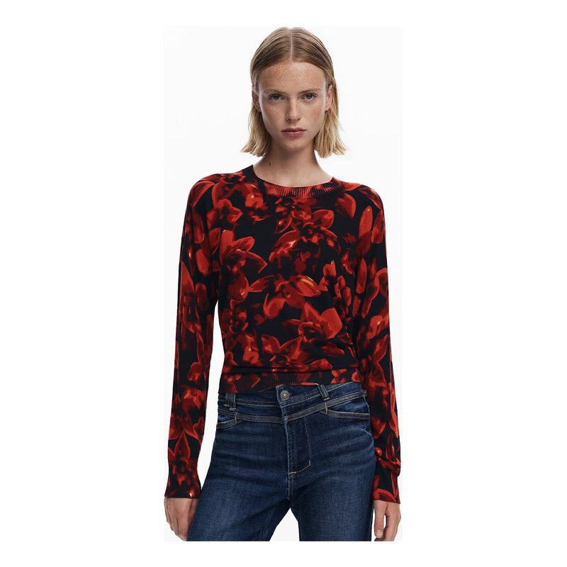 Suéter Ligero Para Mujer Mod. 25wwjf16/2000 Marca Desigual® Multicolor Floreado M