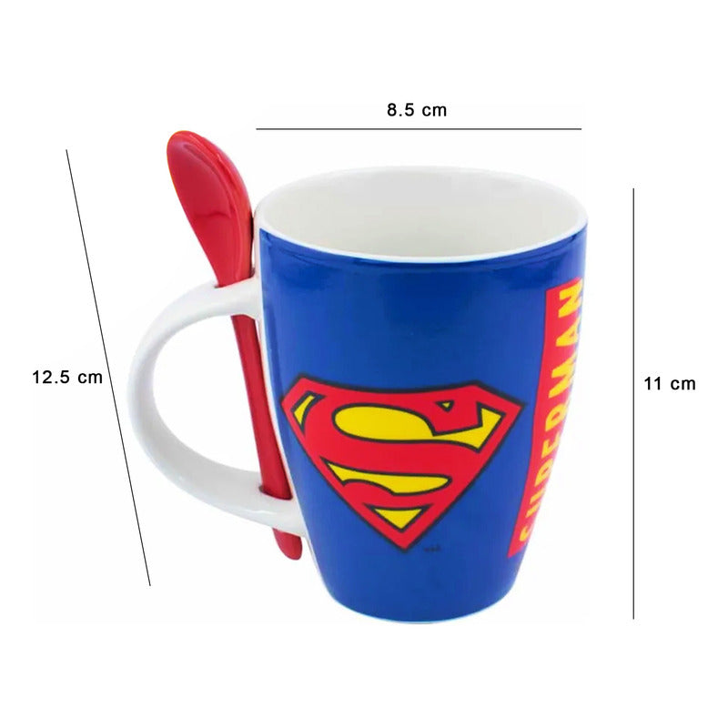 Taza De Porcelana 2pz Con Cuchara Diseño Animado 310ml
