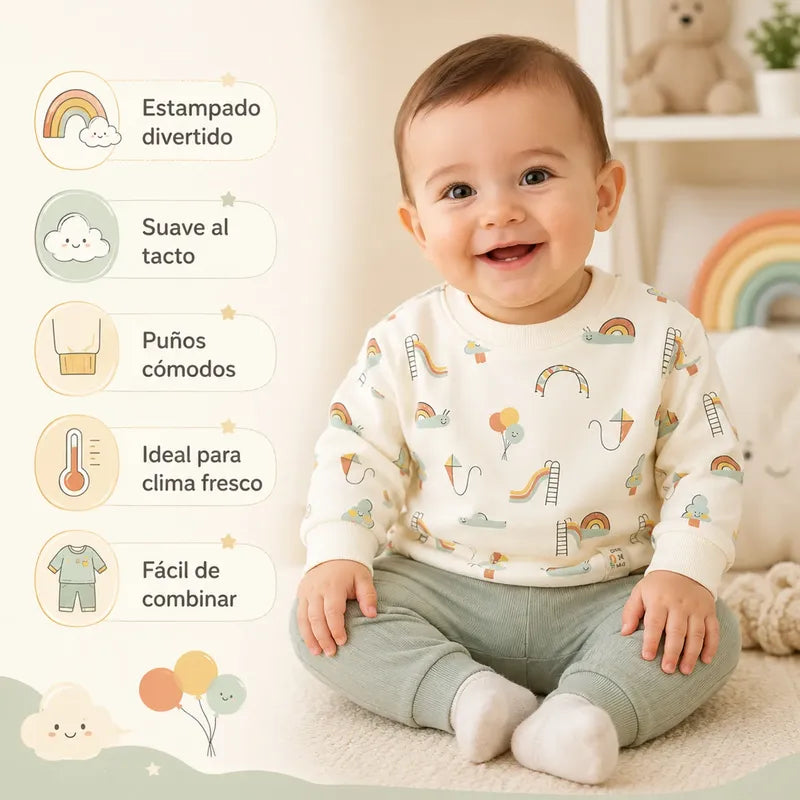 Sudadera Estampada Para Recién Nacido Mod.1487 Mayoral® 6-9 M Beige Cometas Y Globos