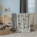 Cobertor Súper Suave Cuna 1.10x1.50m Marca Vianney® Diseño De La Tela Safari Gris