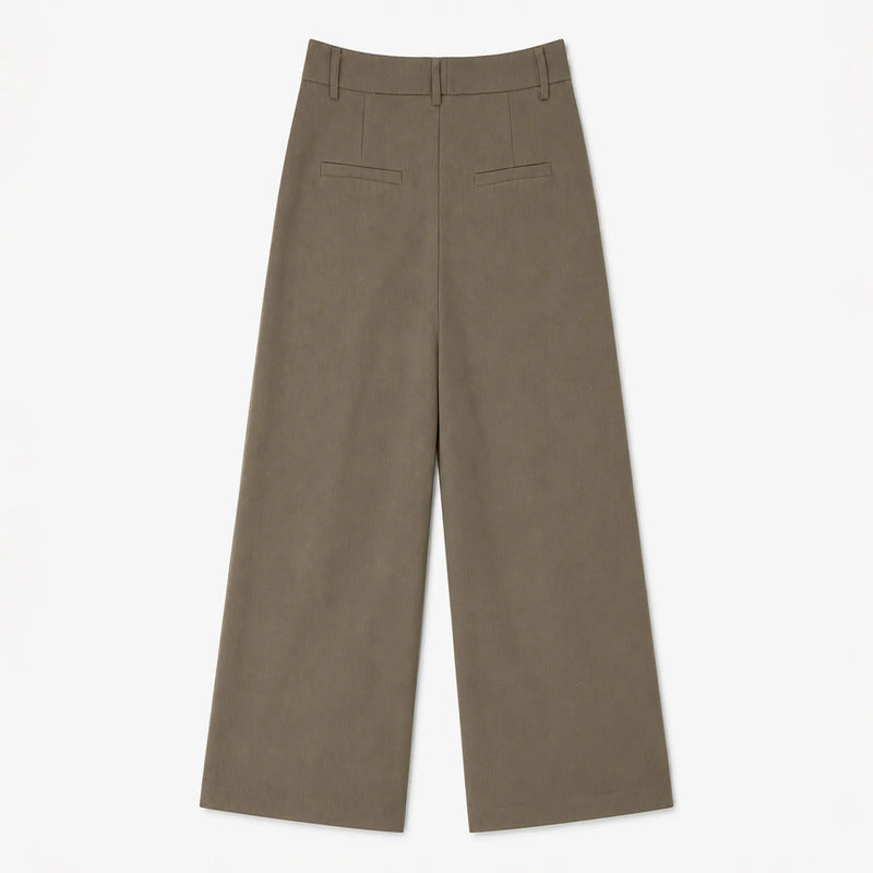 Pantalon Formal Holgado Para Mujer Mod. Pg00671 Ferriano® Marrón Claro Lisa G