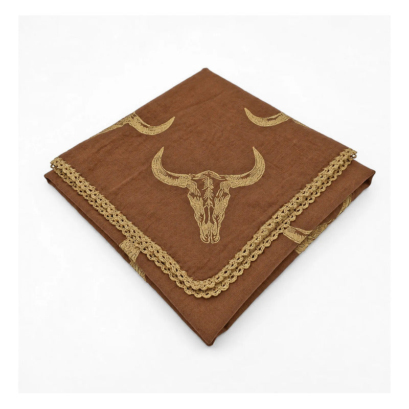 Pañuelo Multiusos Ligero Diseño Tradicional 55x55cm Marrón Toros Unitalla