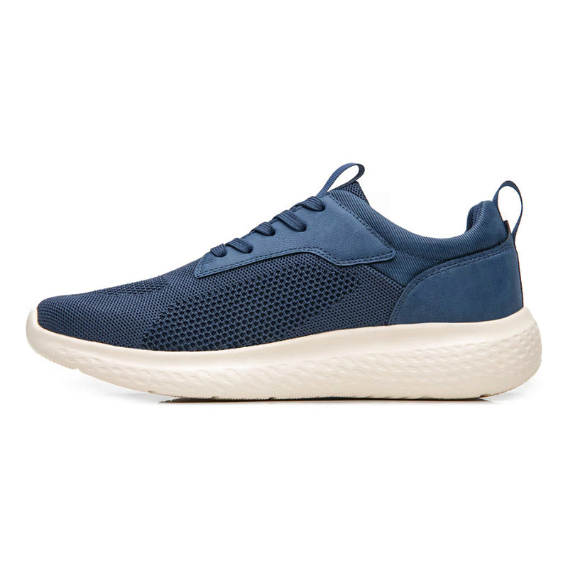 Tenis Para Correr De Hombre Mod.415505 Marca Flexi® Azul Marino Tejido 26.5 Mx