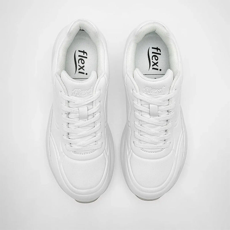 Tenis Cápsula De Aire Para Mujer Con Absor Max 131504 Flexi® Blanco Lisa 25 Mx