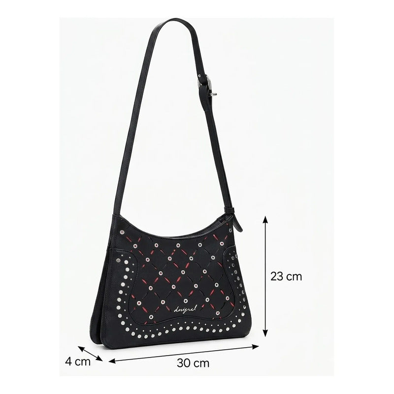 Bolso Efecto Piel Troquelado Mod. 25waxp38/2000 Desigual® Negro Troquelado Níquel