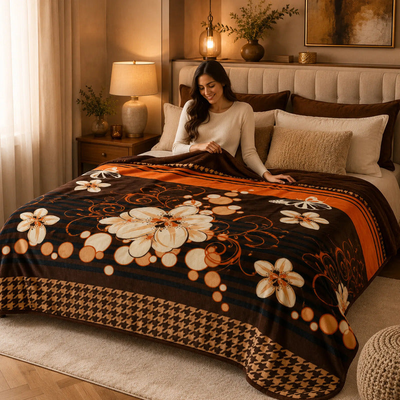Edredón Jumbo De Borrega King Size 2.30mx2.40m Providencia® Carmen Multicolor