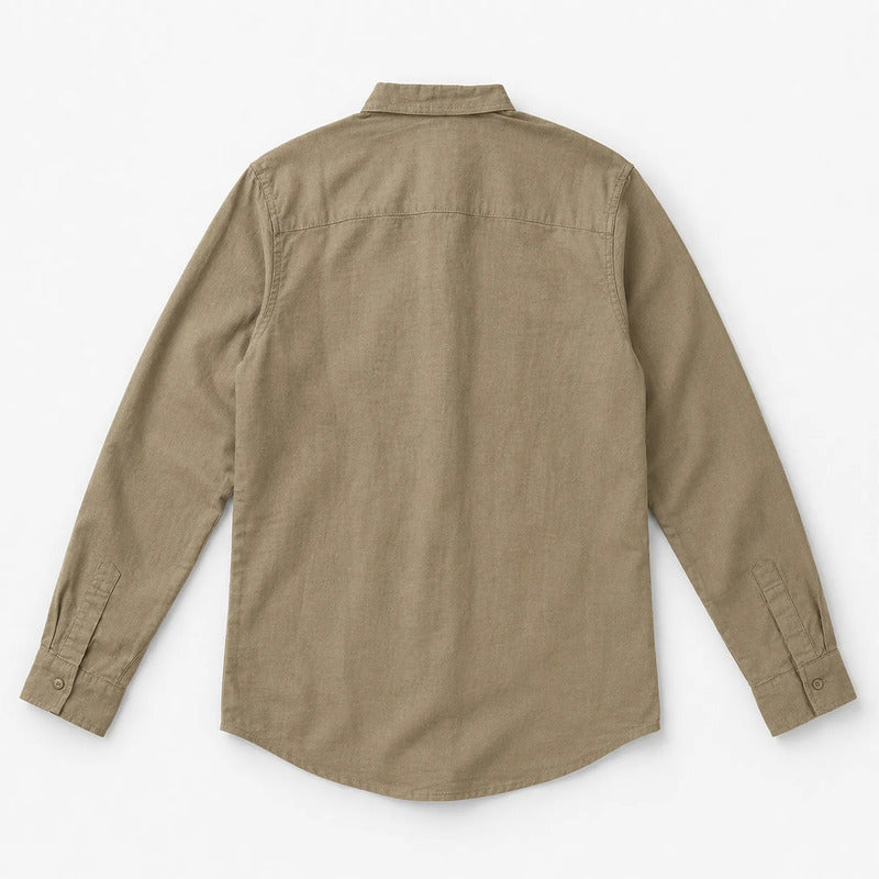 Camisa Lino Regular Fit Para Hombre Mod. Le2604 Roosevelt® Terracota Lisa G